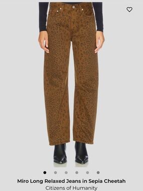 Citizens of Humanity Miro Long Relaxed Jeans Sepia Cheetah Size 25 Worn Once